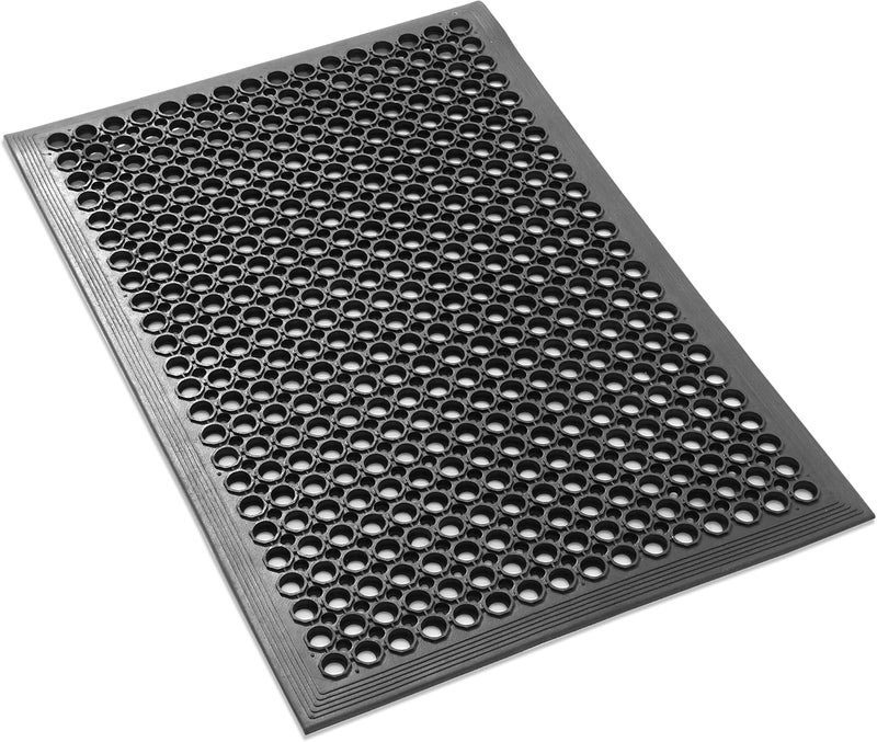 GRIDMANN Rubber Floor Mat, 24" x 36" Anti-Fatigue Drainage Mat, Non-Slip and Grease Resistant for Restaurants, Commercial Kitchens, Bar Floors, Black - Image 1